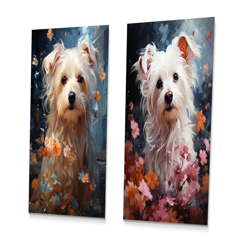 «Dog Maltese Magic», ensemble d'art mural en métal, H 32 po x l 32 po