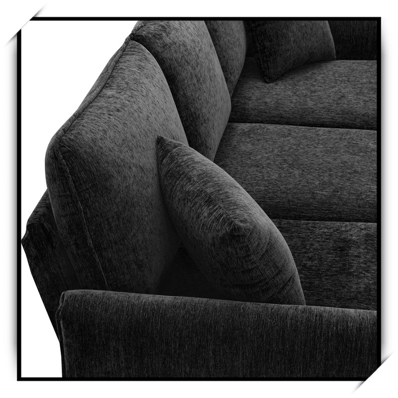 Canapé modulaire convertible 84 po, Velours noir