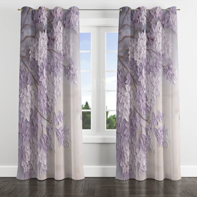 Blooming Lilac Melody I - Traditional Velvet Blackout Grommet Curtain - 1 panel