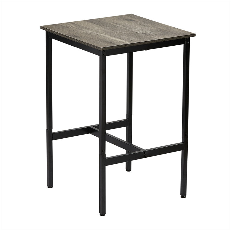 Table de bar ronde de 24 pouces pour la salle à manger de cuisine, 4 places, plateau en bois aggloméré avec base en fer noir de jais, brun et noir, table de pub de hauteur de pub moderne