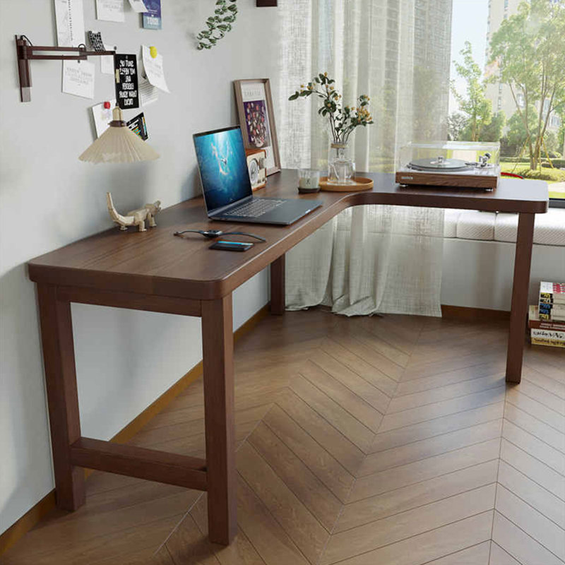 Bureau en bois de noyer clair en forme de L, H 29,53 po x l 62,99 po x P 47,24 po, Retour à droite