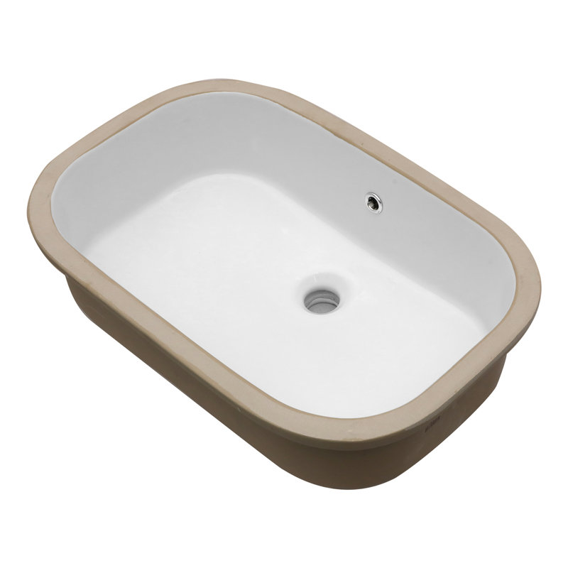 22" x 15.3" White Ceramic Undermount Bathroom Sink Modern Rounded Rectangular Vanity Sink with Overflow