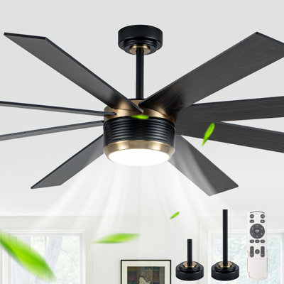 Ventilateur de plafond 72 po à 8 pales de 72 po avec lumières et télécommande, ventilateur de moteur à courant continu réversible moderne à 6 vitesses avec pour salon
