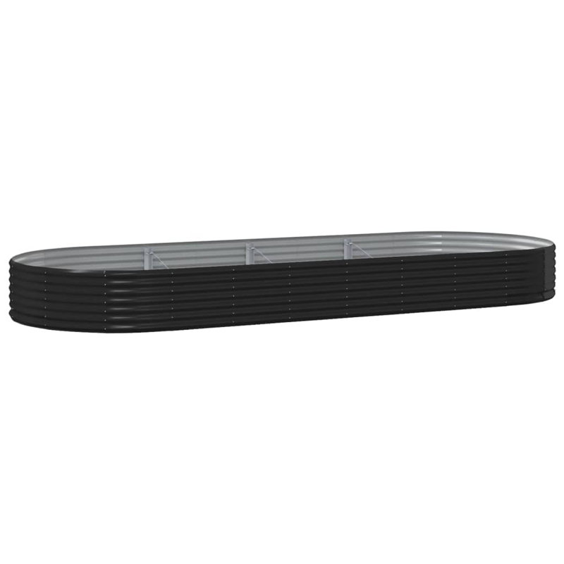 Garden Raised Bed Powder-coated Steel, Anthracite, 36 cm x 373cm x 140cm