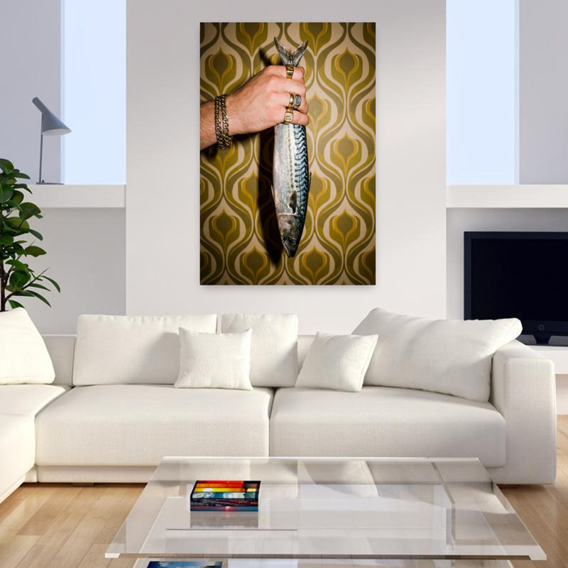 Art rétro poisson rétro, H 48 po x l 32 po