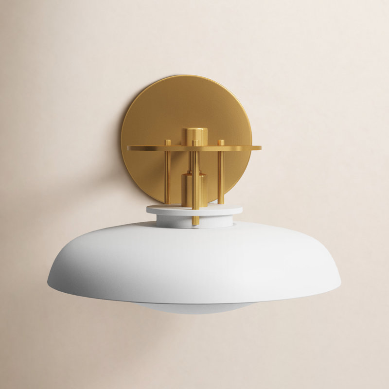  Applique murale 1 lumière blanche avec accents chauds Gavin, Blanc / laiton chaud