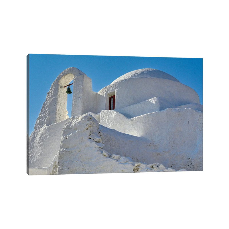 Greek Orthodox Church Of Panagia Paraportiani Bell by Zoe Schumacher - Wrapped Canvas Print, 20.32 cm H x 30.48 cm W