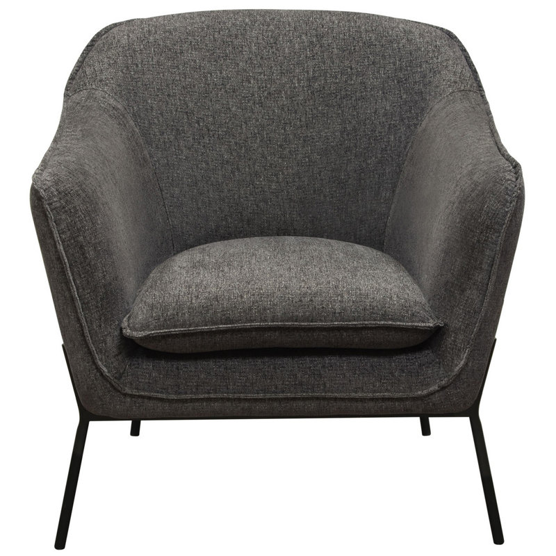 Fauteuil demi-tonneau en polyester Ignatzia, Gris