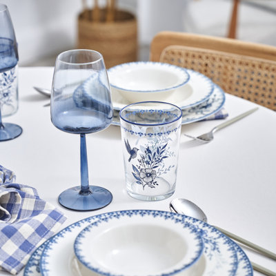 Service de table en porcelaine 24 pièces Bleu Blanc