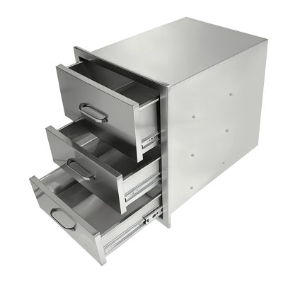 Outdoor Kitchen Drawers Stainless Steel, Flush Mount Triple Drawer,  18Wx23hx23d With Stainless Steel Handle, BBQ Drawers For Outdoor Kitchens Or BBQ Island