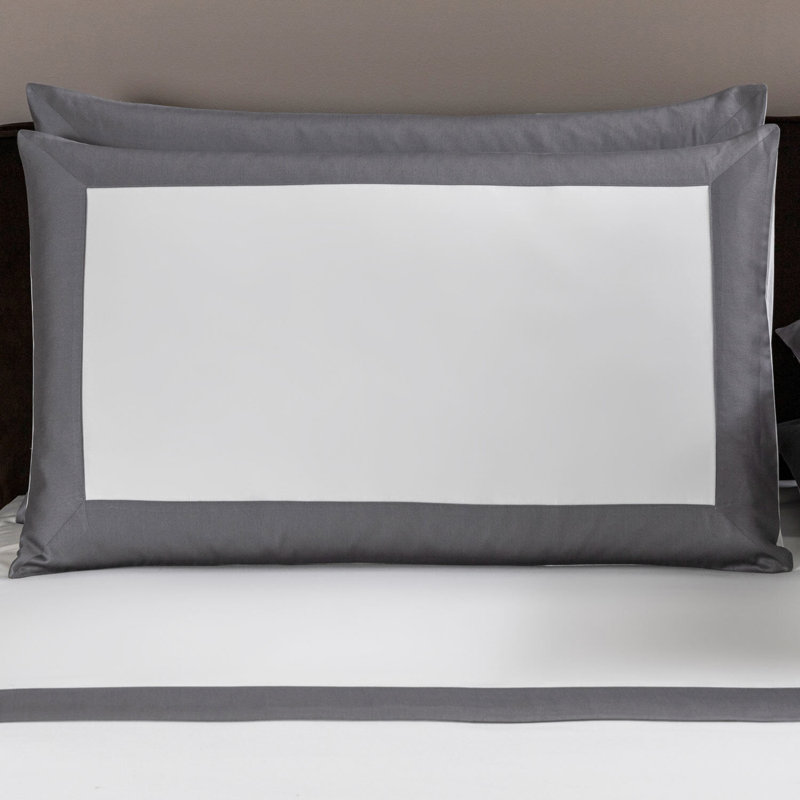 Bold Pillow Case, Milk/Slate Gray, Standard Pillowcase