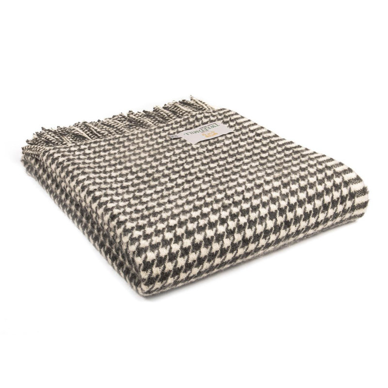 Lifestyle Houndstooth Throw - 140X183cms Tweedmill Blanket, Charcoal