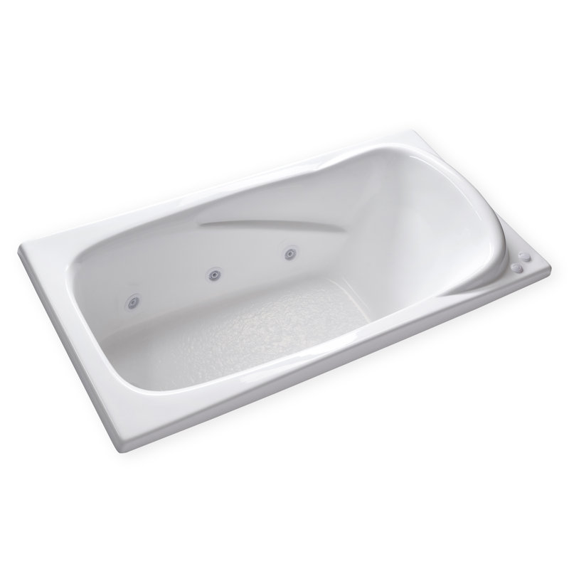 72'' x 36'' Drop-In Whirlpool Acrylic Bathtub, Left