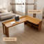 Bureau en coin en L en bois massif avec tablettes de rangement, table d'écriture Modern Farmhouse Home Office-589358758