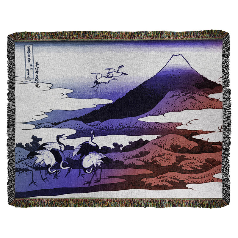 Jeté en coton pour grues japonaises lourdes, Bleu/rouge