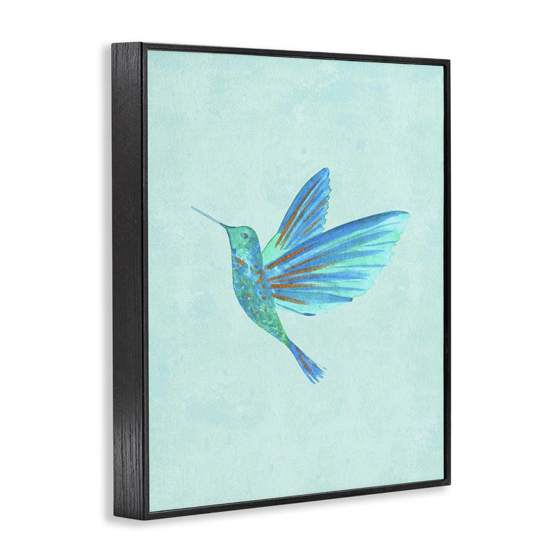 Giclée encadrée «Blue Hummingbird Blue» par Camila Juncos, H 14 po x l 11 po, Giclée encadrée noir minuit
