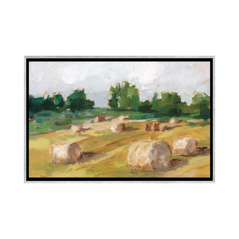 "Hay Field I" par Ethan Harper, reproduction d’art, H 26 po x l 40 po x 1,5 po, Toile avec cadre argenté, Pas de tapis
