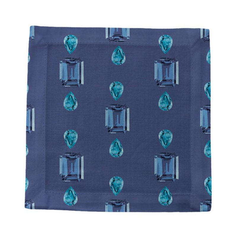 Gem Sapphires Cotton Sateen Cocktail Napkins, Blue