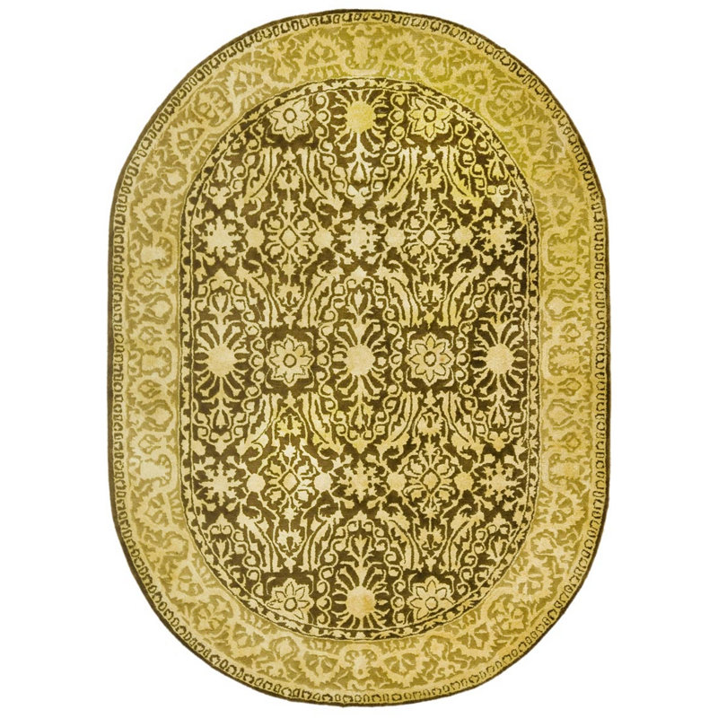 Braxtan Silk Road Hand Tufted New Zealand Wool Oriental Rug, Oval 7'6" x 9'6"
