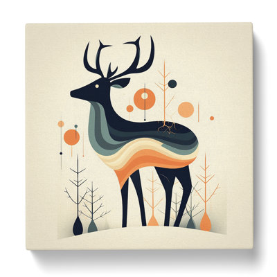 Deer Mid-Century - Wrapped Canvas