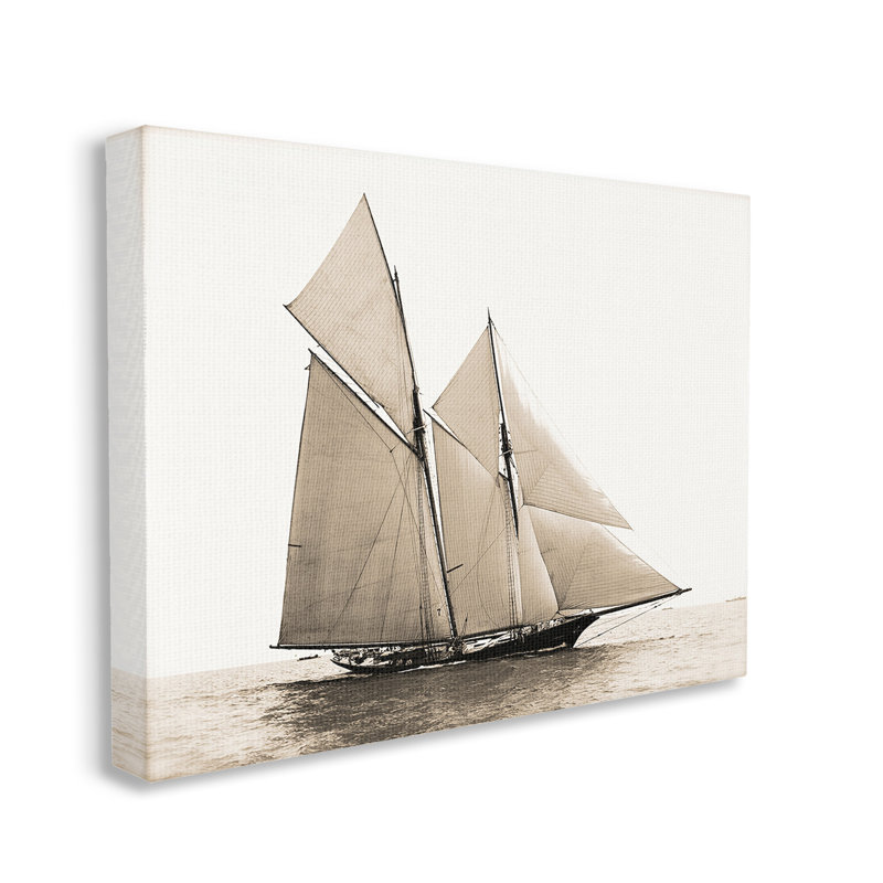 Art mural rétro sur toile de bateau maritime par Graffitee Studios, H 24 po x l 30 po