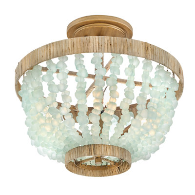 Fredrick Ramond Dune Four-Light Hand-Strung Sea Glass Semi-Flush Mount Ceiling Light