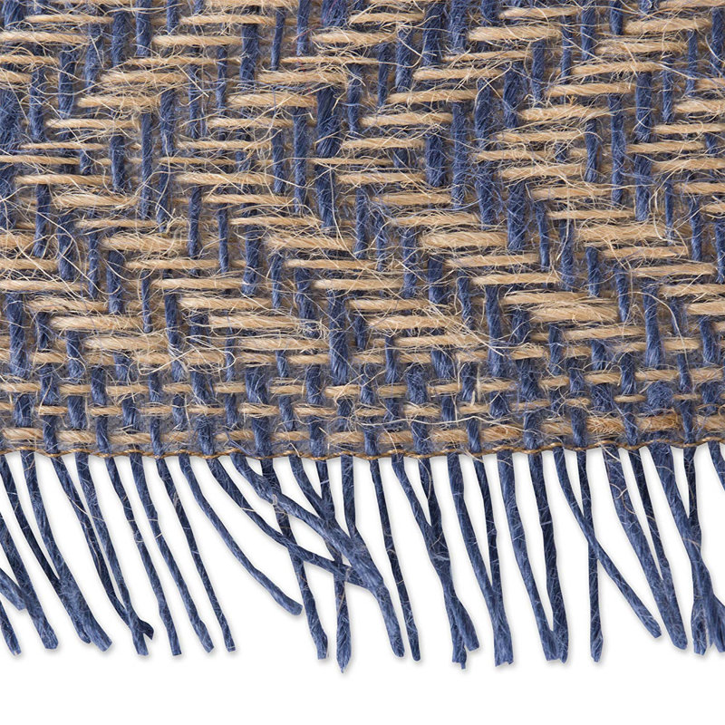 Baba Chevron Burlap Table Runner, 72" L x 14" W, French Blue