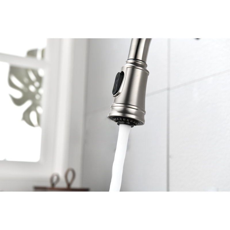 Robinet de cuisine rétractable en nickel brossé, deux options de sortie d'eau disponibles en acier inoxydable et traitement de la rouille