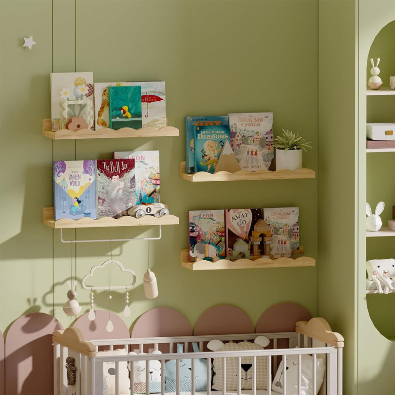 4 tablettes flottantes en bois naturel