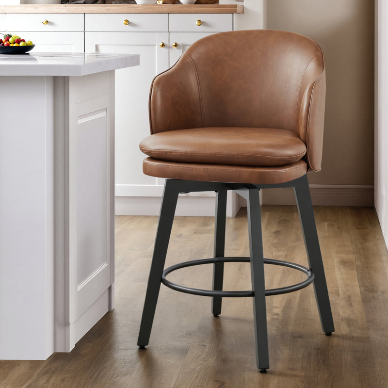 Tabouret de bar pivotant avec dossier, 1, Brun