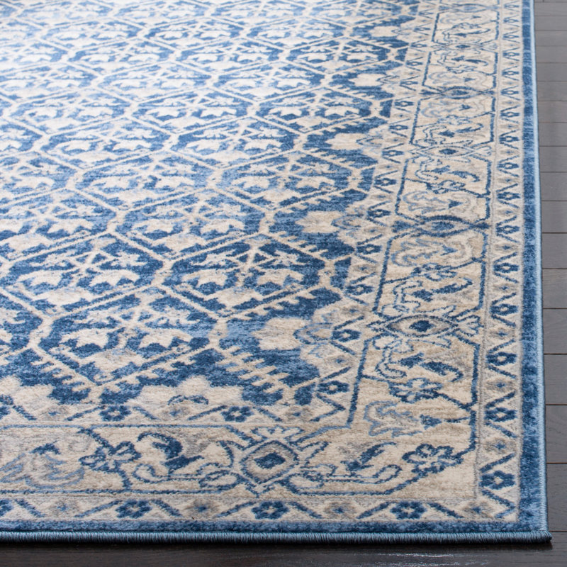 Tapis oriental bleu marine / gris clair Asucena, Rond 6 pi 7 po