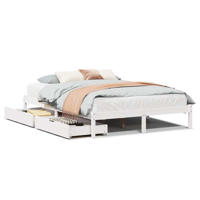 Aleppo Solid Wood Bed, White, Double (4'6)