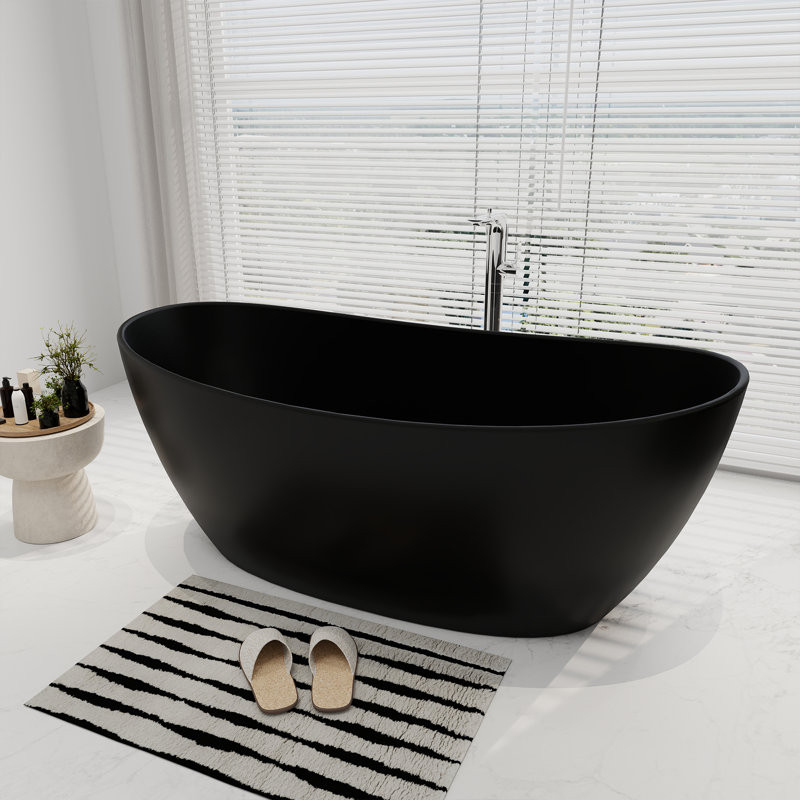 Baignoire autoportante 65 po. X 33 po. 65 po., Noir mat