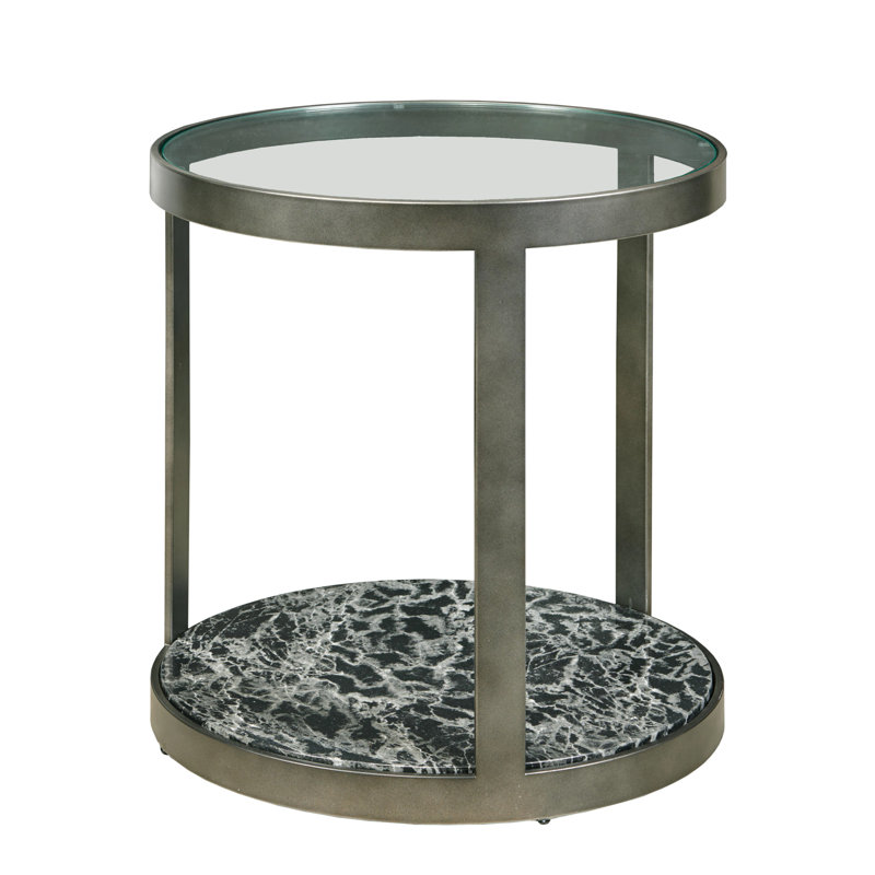 ROUND GLASS TOP END TABLE