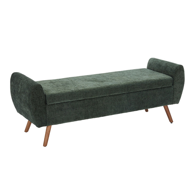 Alamo Upholstered Storage Bench, Green Chenille