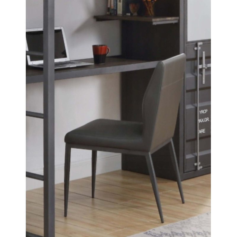 Chaise en cuir synthétique gris et finition bronze industriel