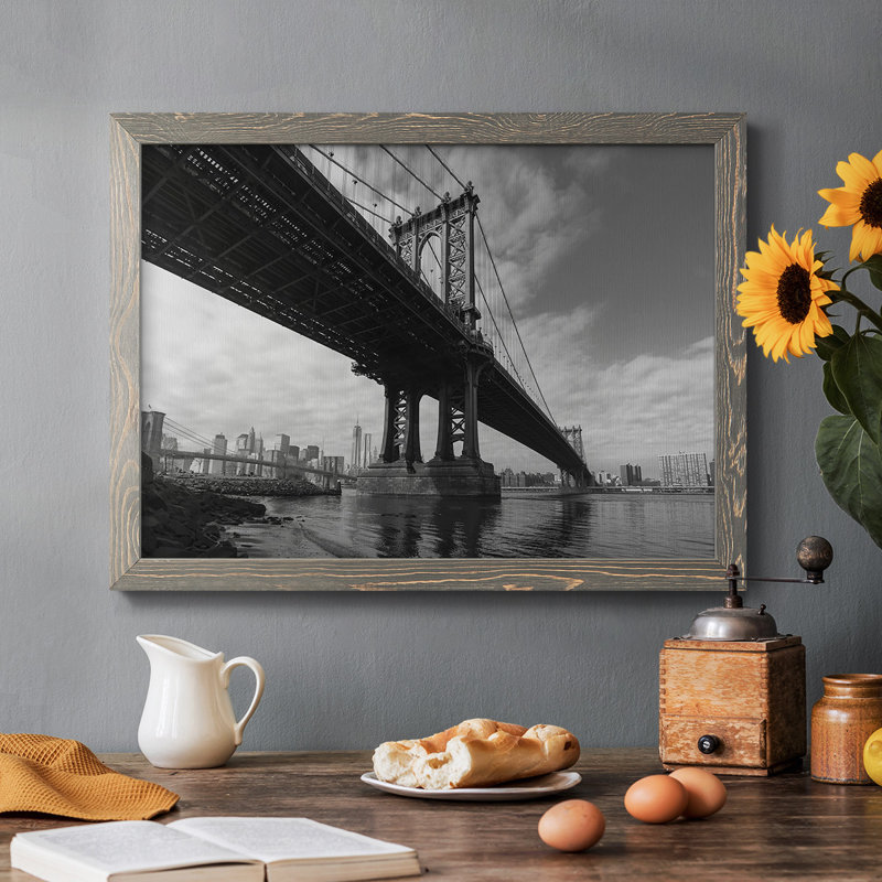 " Manhattan Bridge ", Gray, 28" H x 42" W x 1.5" D