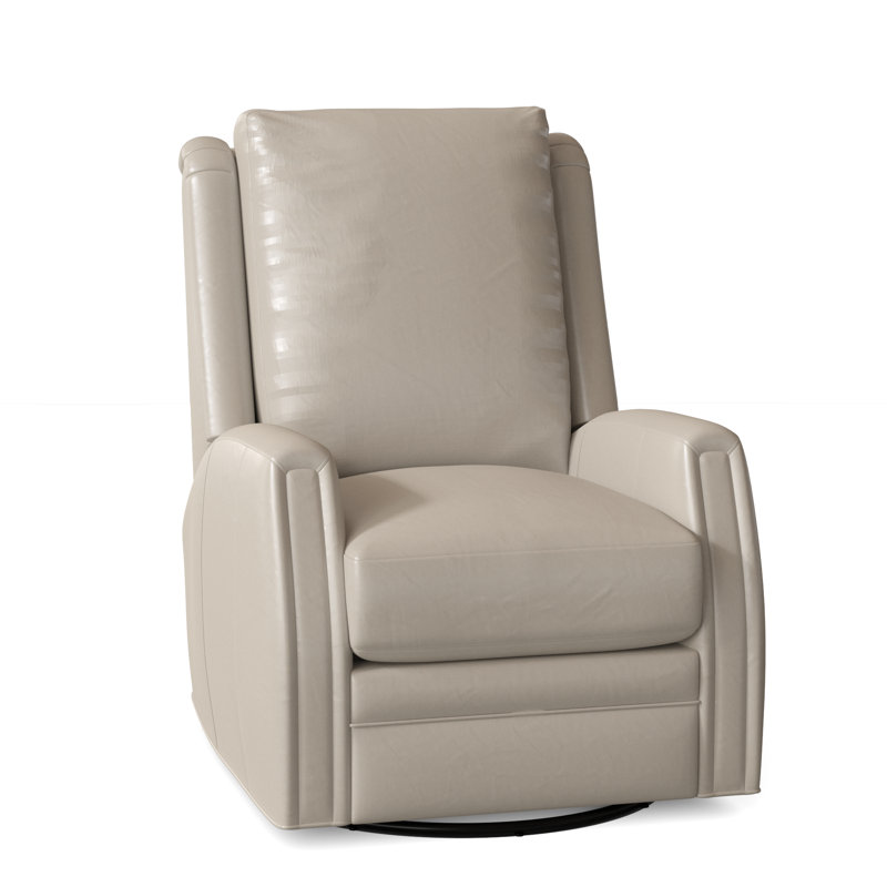 Lockhart Recliner, Swivel Glider with Manual Recline & Inside Release, Alpine Dark Grey Genuine Leather, No Nailhead
