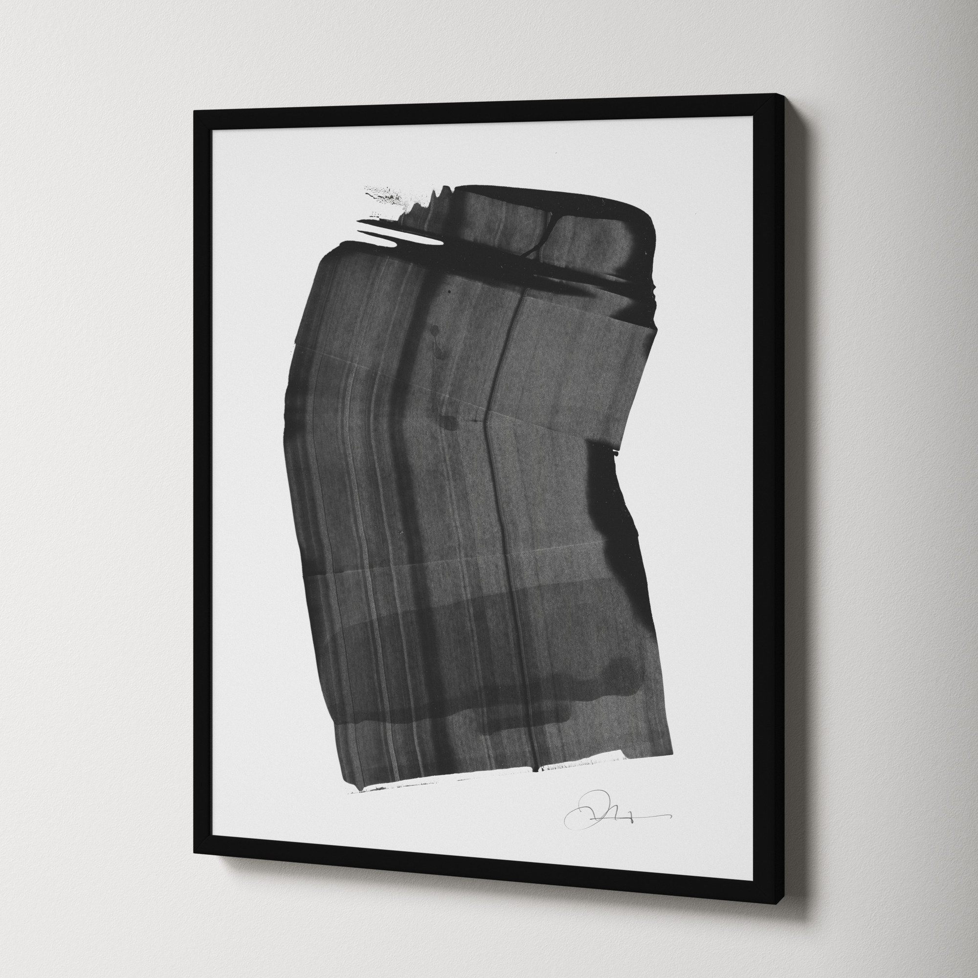 Brushstroke 1 by Jacques Pilon, 25" H x 20" W x 1.25" D, Black