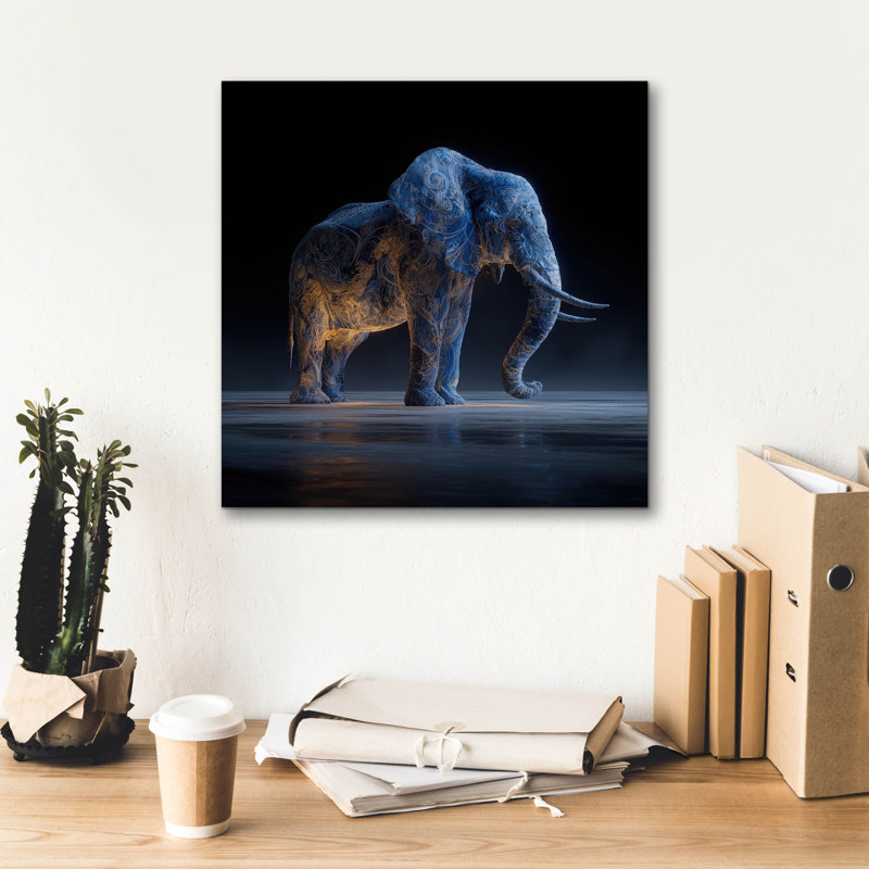  «Magestic Moonlight Elephant» par Ann Klee, art mural sur toile, 18 po x 18 po, H 18 po x l 18 po