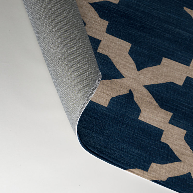 Tapis bleu intérieur et extérieur Trellis, Rectangle 5 pi x 7 pi