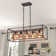 5 - Light Open Cage Wood Rectangular Island Metal Chandelier