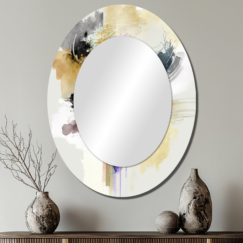 Alizarin Order II - Black Modern Oval Wall Mirror, 40" x 30"