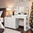 White Makeup Vanity Desk with LED & 8-drawer