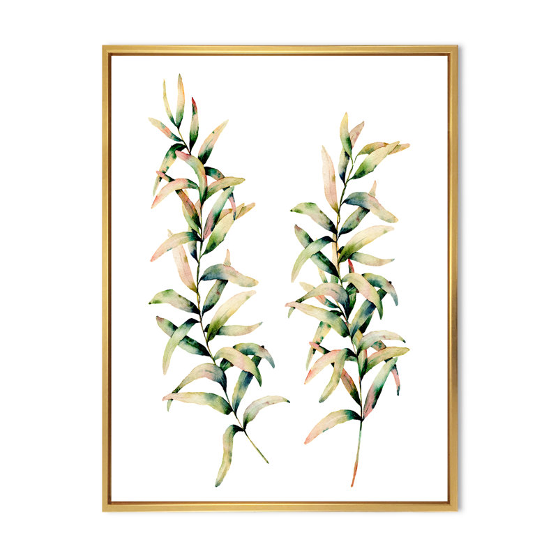 Branches d'automne - Peinture sur toile, H 20 po x l 12 po x P 1po, Cadre flottant doré