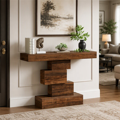Console de 107 cm (42 po), table d'entrée étroite avec piètement géométrique