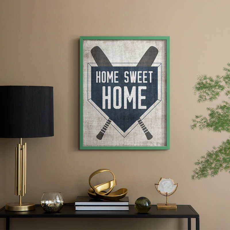Impression encadrée Home Sweet Home Base - bois massif, Vert, H 30 po x l 24 po
