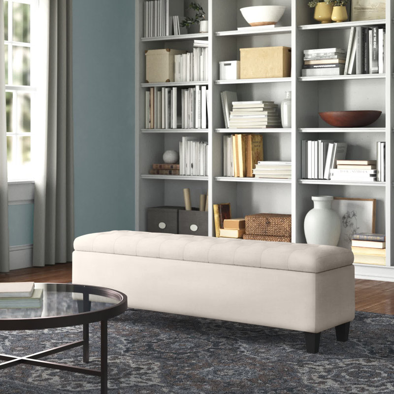 Belvilus Polyester Upholstered Storage Bench, Ivory 