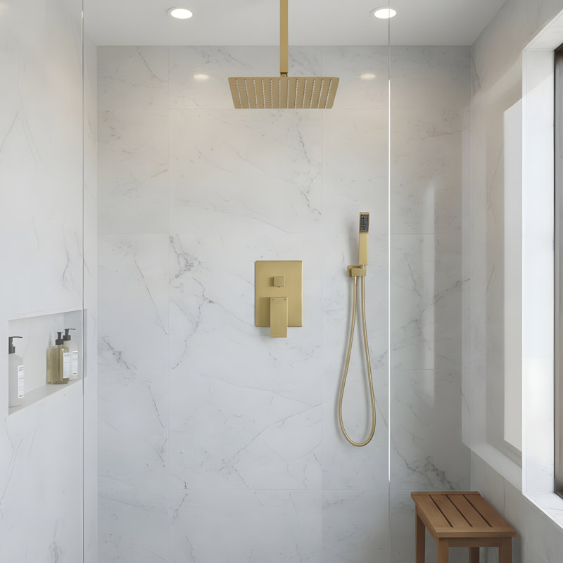 Ceiling Mounted Shower System Combo Set with Handheld and 12"Shower head