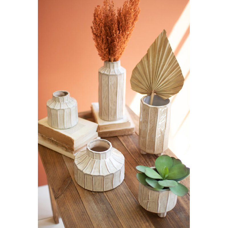  Ensemble de pots à fleurs décoratifs blancs en céramique de 5 po de hauteur, 10 po